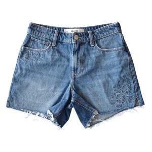 Hollister High Rise Relaxed Embroidered Denim Shorts Size 2